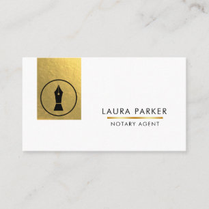 Notary Bank Loan Agent Gold Nib Visitenkarte