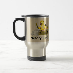 Notary Chick mit Feather Quill und Dokumenten Reisebecher
