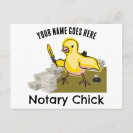 Notary Chick Yellow Feather Quill Customized Name Postkarte