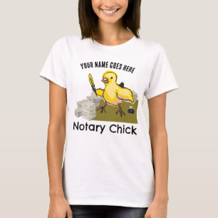Notary Chick Yellow Feather Quill Customized Name T-Shirt