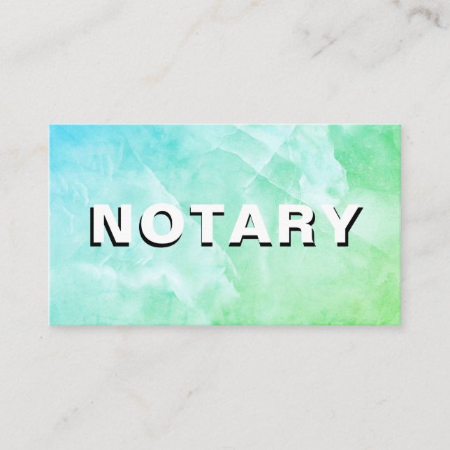 *~* NOTARY FOTO AQUA BLUE MARBLE Signature Agent Visitenkarte (Vorderseite)