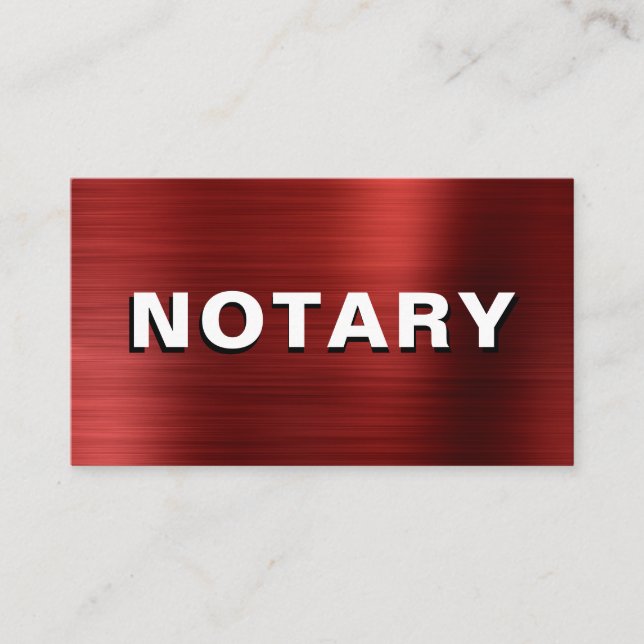 *~* NOTARY FOTO METAL RED Agent  Visitenkarte (Vorderseite)