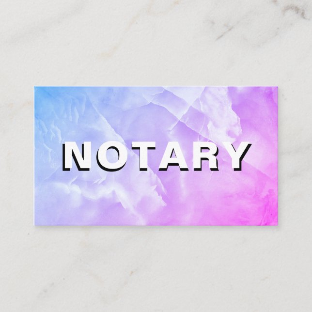 *~* NOTARY FOTO Pink Blue MARBLE Signature Agent Visitenkarte (Vorderseite)