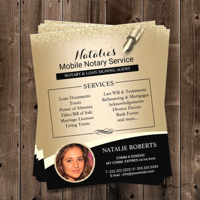 Notary Loan Signing Agent Black & Gold Foto Flyer (Von Creator hochgeladen)