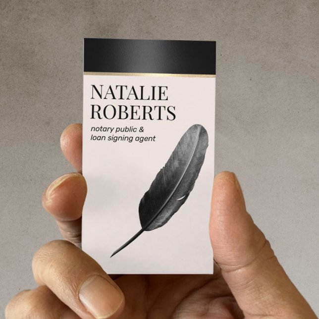 Notary Loan Signing Agent Eleganter Black Quill Pe Visitenkarte (Von Creator hochgeladen)