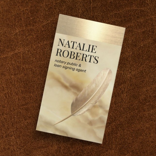 Notary Loan Signing Agent Gold Quill Agate Marmor Visitenkarte (Von Creator hochgeladen)