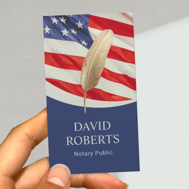 Notary Loan Signing Agent Gold Quill Pen Patriotic Visitenkarte (Von Creator hochgeladen)