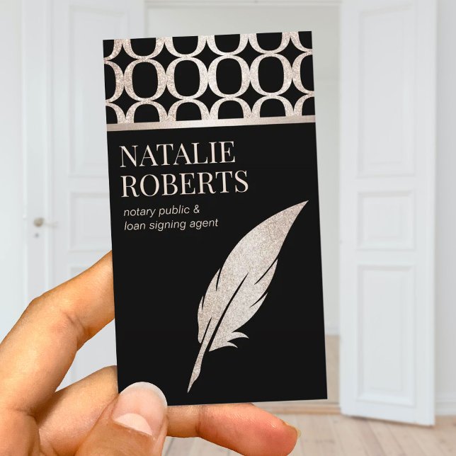 Notary Loan Signing Agent Luxury Gold Quill Pen Visitenkarte (Von Creator hochgeladen)