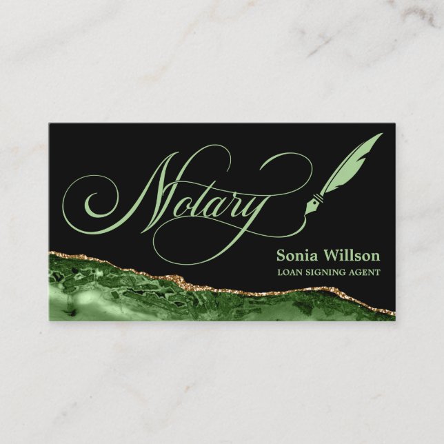 Notary Loan Signing Agent Moderner Smarald Green B Visitenkarte (Vorderseite)