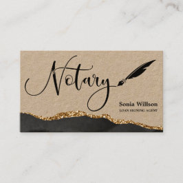 Notary Loan Signing Agent Modernes Black Gold Agat Visitenkarte