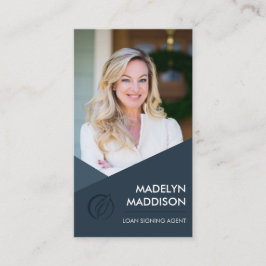 Notary Loan Signing Agent Modernes Dunkles Azure F Visitenkarte