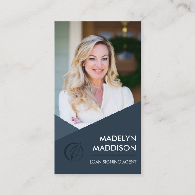 Notary Loan Signing Agent Modernes Dunkles Azure F Visitenkarte (Vorderseite)