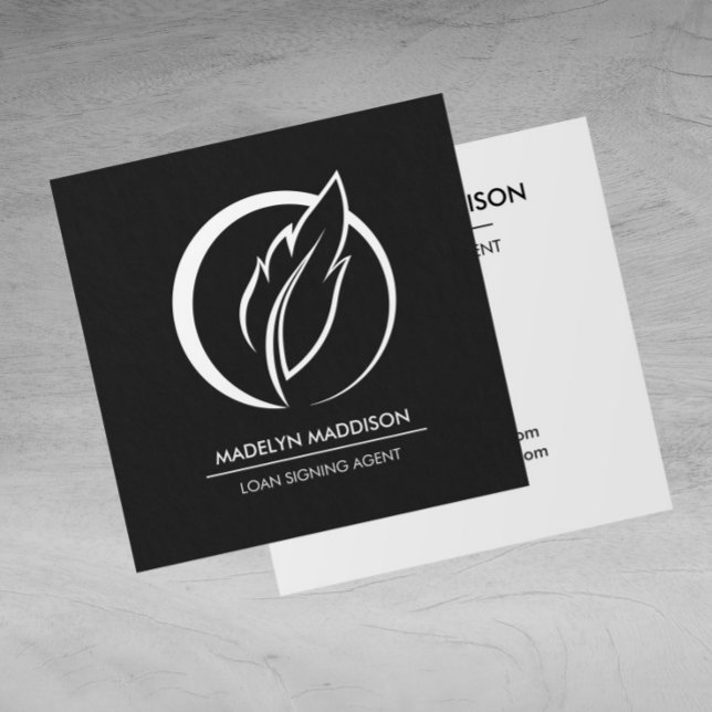 Notary Loan Signing Agent Modernes Dunkles Gray Quadratische Visitenkarte (Von Creator hochgeladen)