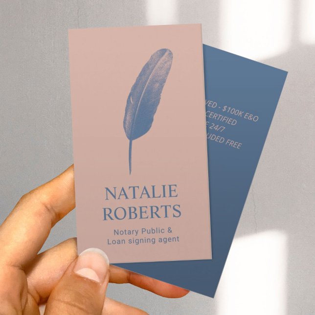 Notary Loan Signing Agent Quill Pen Dusty Rose Visitenkarte (Von Creator hochgeladen)