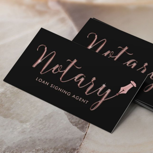 Notary Loan Signing Agent Rose Gold 3D Script Visitenkarte (Von Creator hochgeladen)