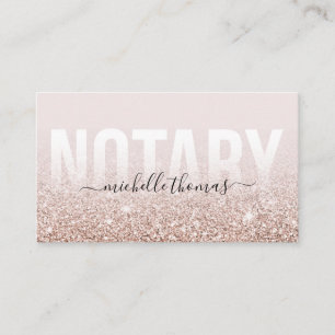 Notary Loan Signing Agent Rose Gold Glitzer Visitenkarte