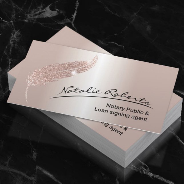 Notary Loan Signing Agent Rose Gold Quill Visitenkarte (Von Creator hochgeladen)