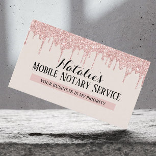Notary Loan Signing Agent Rose Gold Tropfen Visitenkarte