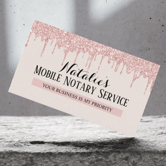 Notary Loan Signing Agent Rose Gold Tropfen Visitenkarte (Von Creator hochgeladen)