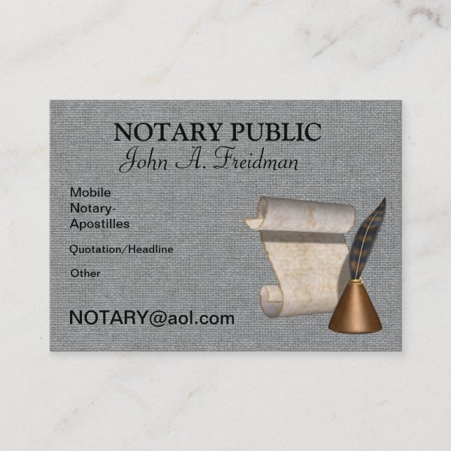 NOTARY ÖFFENTLICHE Visitenkarte (Vorderseite)