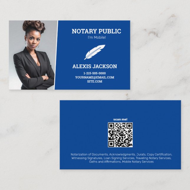 Notary Public Custom Foto Visitenkarte (Vorne/Hinten)