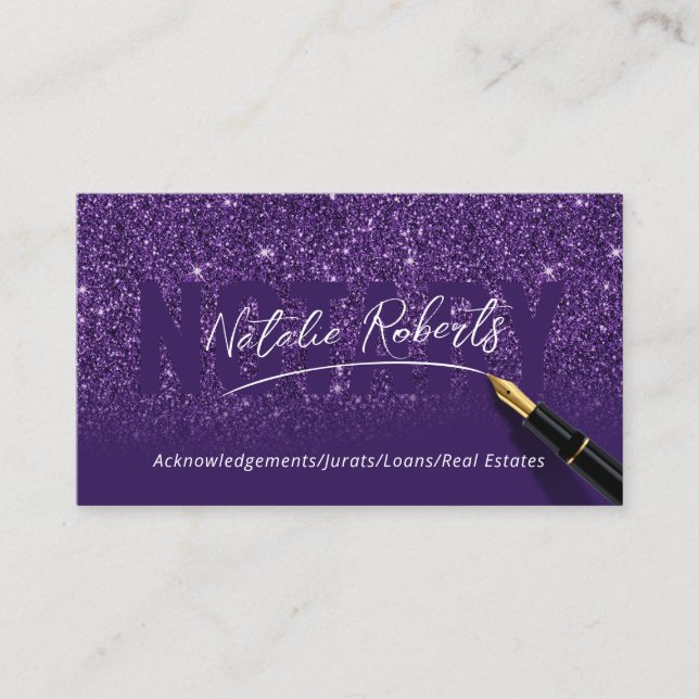 Notary Public Deep Lila Elegant Signature Visitenkarte (Vorderseite)