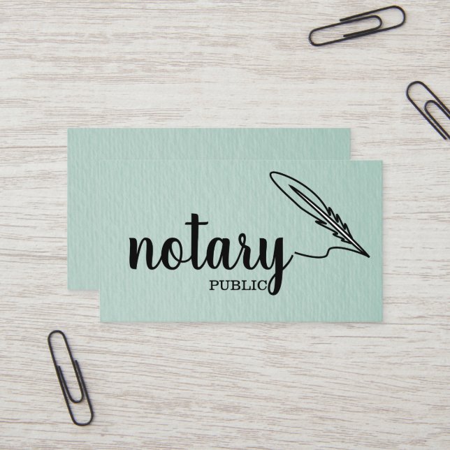 Notary Public Elegante Script Schlicht Black & Whi Visitenkarte (Vorderseite/Rückseite Beispiel)