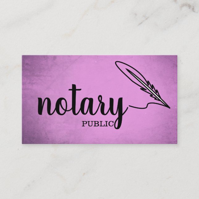 Notary Public Elegante Script Schlicht Black & Whi Visitenkarte (Vorderseite)