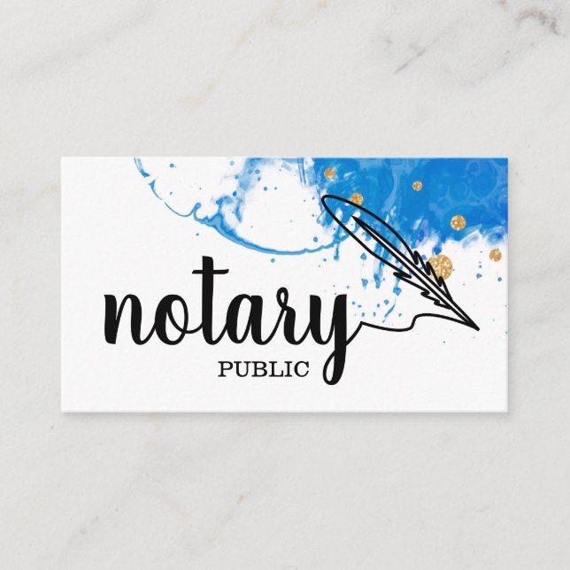 Notary Public Elegante Script Schlicht Black & Whi Visitenkarte (Vorderseite)