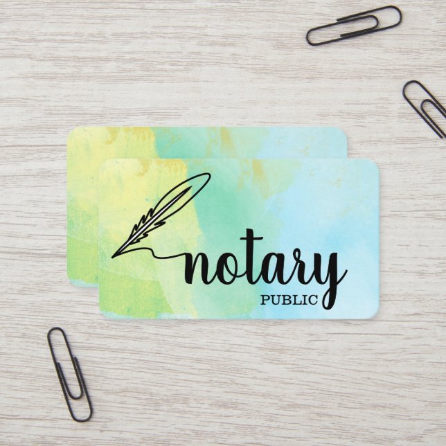 Notary Public Elegante Script Schlicht Visitenkarte (Vorderseite/Rückseite Beispiel)