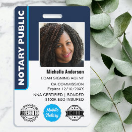 Notary Public Loan Signing Agent Photo ID Navy Ausweis