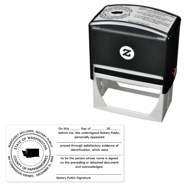 Notary Public Recognition Briefmarke in Washington Permastempel (Beispiel)