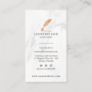 Notary Public Services Luxury Marble Rose Gold Visitenkarte