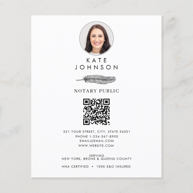 Notary Signage Agent Feather Quill Logo Foto Flyer (Vorne)