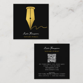 Notary Signing Agent Calligraphy QR Code Gold Quadratische Visitenkarte