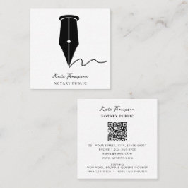 Notary Signing Agent Calligraphy QR Code Quadratische Visitenkarte