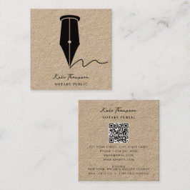 Notary Signing Agent Calligraphy Rustic Kraft Quadratische Visitenkarte