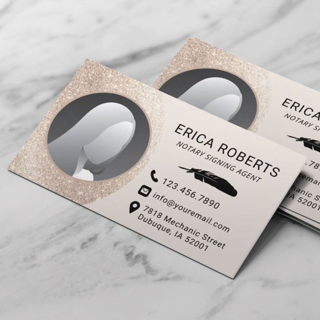 Notary Signing Agent Elegantes Elfenbeingoldenes F Visitenkarte (Von Creator hochgeladen)