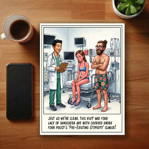 Notaufnahme-Abenteuer Cartoon Postkarte