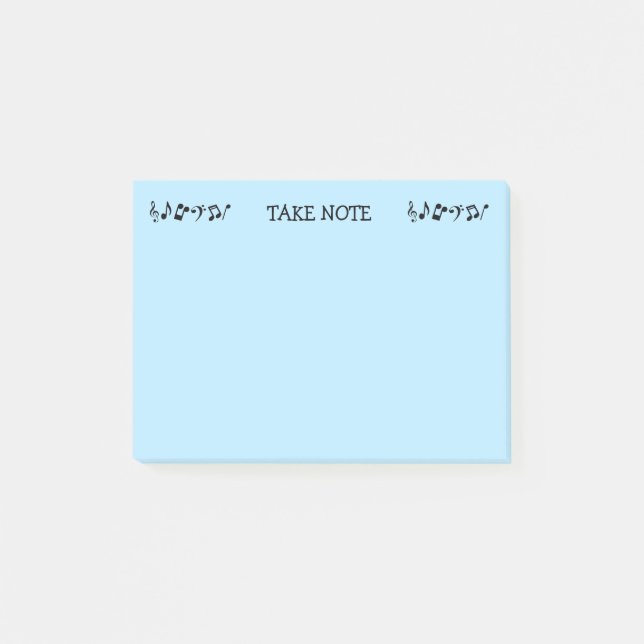 Note Blue Musiknoten Post-it Klebezettel (Vorderseite)