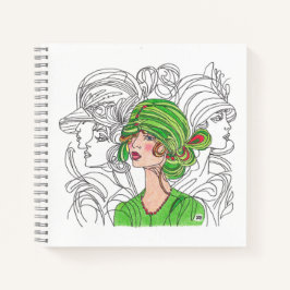 Note Book Green Flapper Girl Notizbuch