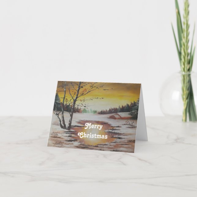 Note Card Ann Hayes Winter Szene Frohe Weihnachten (Vorderseite)