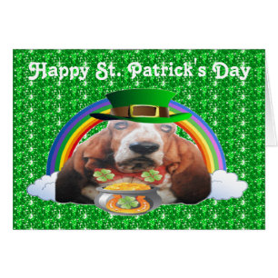 Note Card Basset Hound Happy St. Patrick's Day
