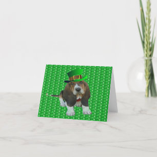Note Card Basset Hound Happy St.Patrick's Karte