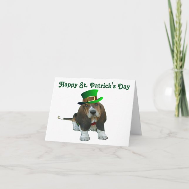 Note Card Basset Hound Happy St.Patrick's Karte (Vorderseite)