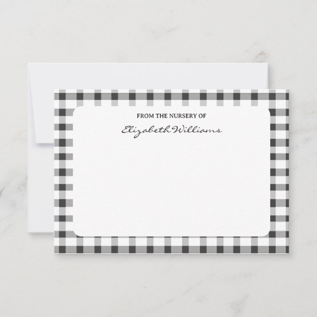 Note Card: Black Kariert Karo Personal Stationery Dankeskarte (Vorderseite)