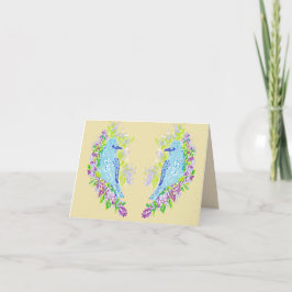 Note Card Blank inside / Blue Birds Karte