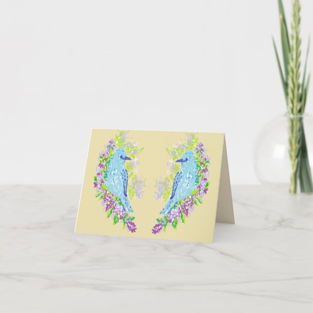 Note Card Blank inside / Blue Birds Karte (Vorderseite)