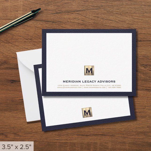 Note Card der Luxe Navy Gold Anwaltskanzlei Mitteilungskarte (Von Creator hochgeladen)
