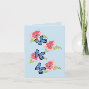 Note Card : Exotische Blume mit Schmetterling